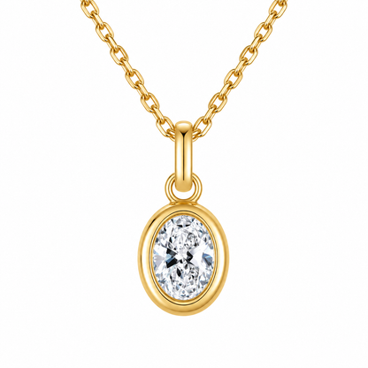 DANFÉE oval bezel diamond necklace, 18K yellow gold, Oval Cable Chain
