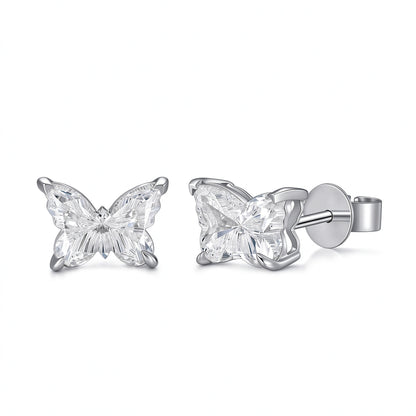 DANFÉE Papillon butterfly-cut lab-grown diamond stud earrings in 18K white gold on white