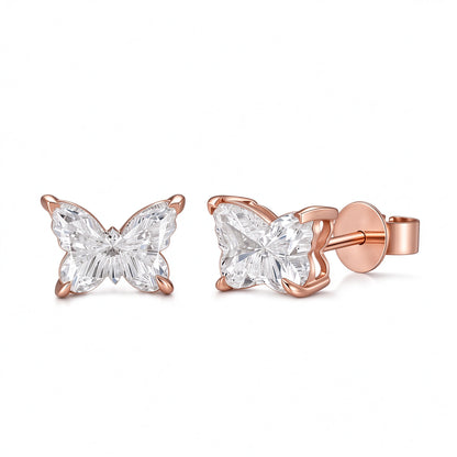 DANFÉE Papillon butterfly-cut lab-grown diamond stud earrings in 18K rose gold on white