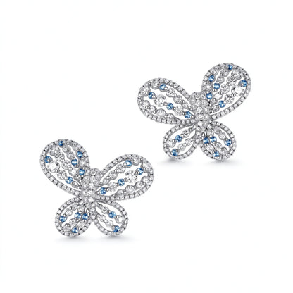 DANFÉE Papillon butterfly lab-grown diamond stud earrings in 18K white gold on white
