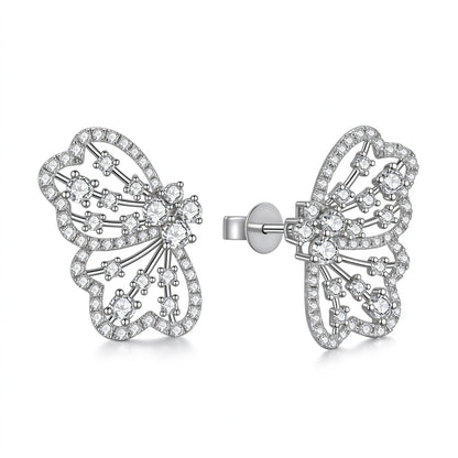 DANFÉE Papillon butterfly wing lab-grown diamond stud earrings in 18K white gold, 1.8 carat total