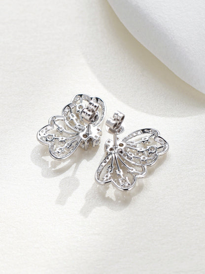 Back view of Papillon butterfly diamond stud earrings showing post and butterfly back