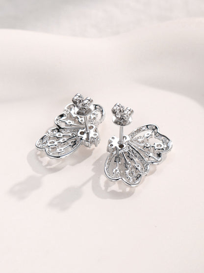 Papillon butterfly diamond earrings reverse with gallery and push backs
