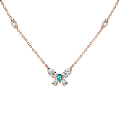 DANFÉE Paraiba butterfly lab-grown diamond necklace in 18K rose gold