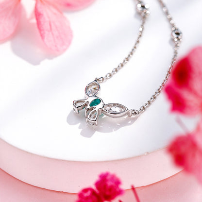 Claw-set gallery of the DANFÉE Paraiba butterfly lab-grown diamond pendant