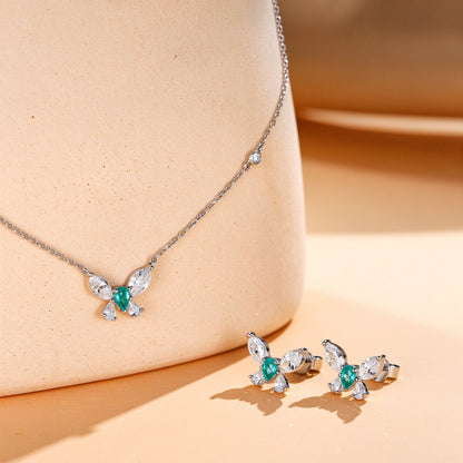 DANFÉE Paraiba butterfly diamond necklace with bezel-set diamond stations