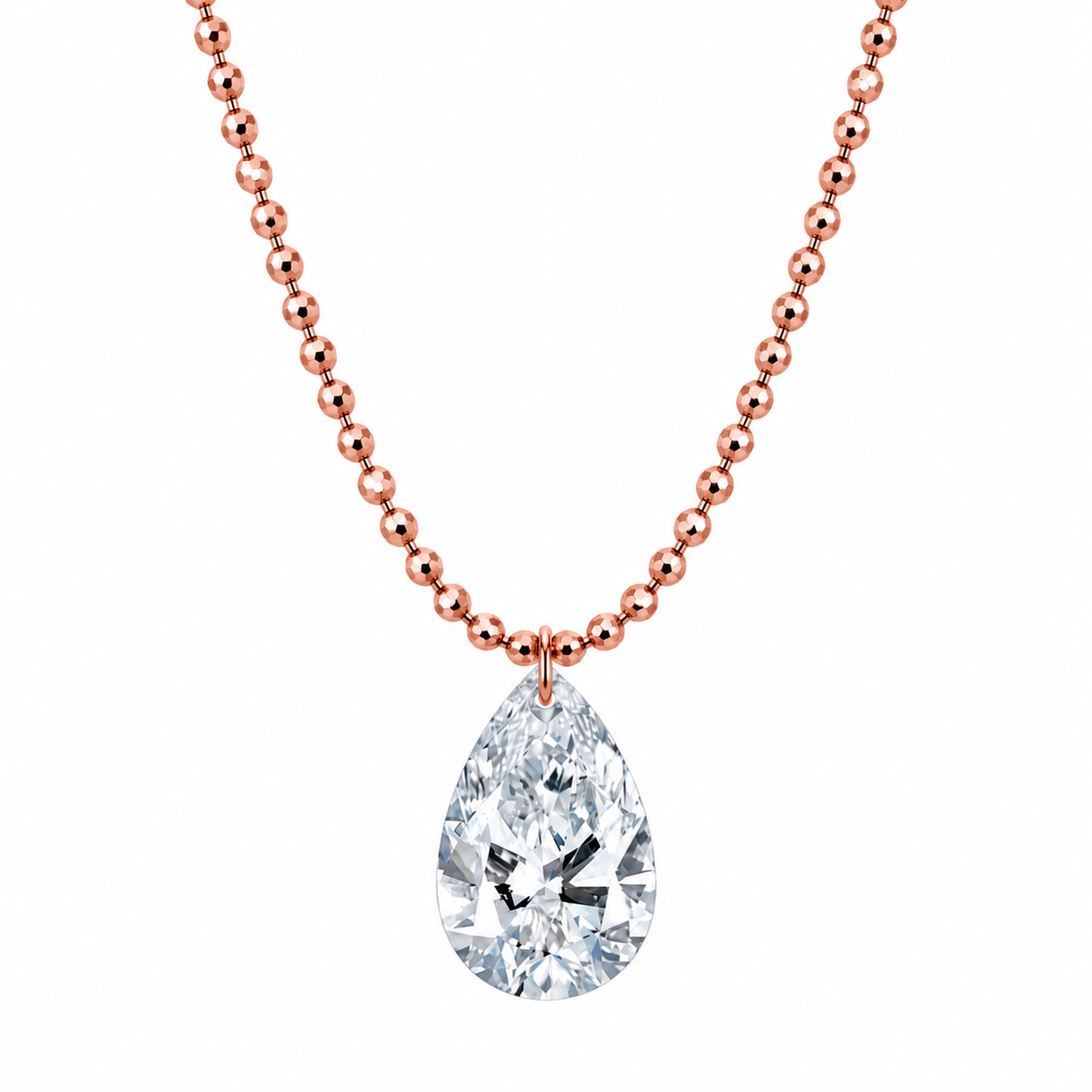 DANFÉE pear lab-grown diamond bead-chain necklace 1 in 18K rose gold on white