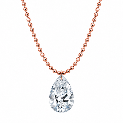 DANFÉE pear lab-grown diamond bead-chain necklace 1 in 18K rose gold on white