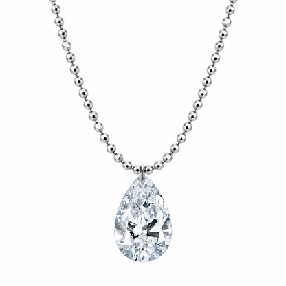 DANFÉE pear lab-grown diamond bead-chain necklace 1 in 18K white gold on white