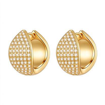 Pétale reversible pavé lab-grown diamond huggie earrings in 18K yellow gold