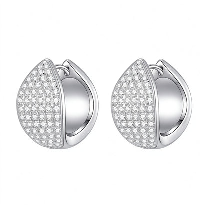 Pétale reversible pavé lab-grown diamond huggie earrings in 18K white gold
