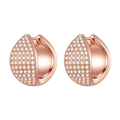 Pétale reversible pavé lab-grown diamond huggie earrings in 18K rose gold