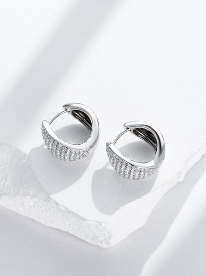 Pavé lab-grown diamond huggie earrings top view