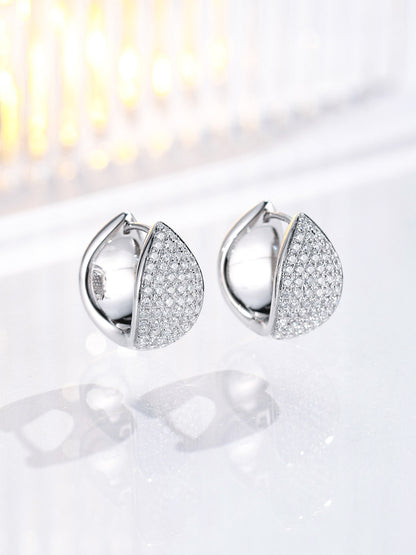 Pavé lab-grown diamond huggie earrings in 18K white gold