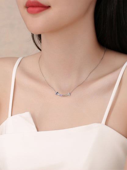 DANFÉE Rainbow Smile lab-grown diamond necklace worn, front view