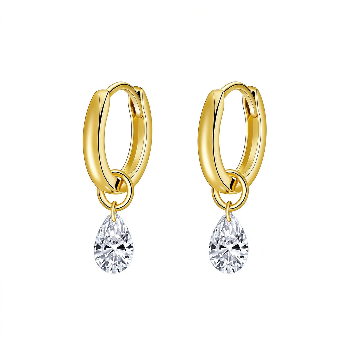 DANFÉE Rosée pear-cut lab-grown diamond drop huggie earrings in 18K yellow gold