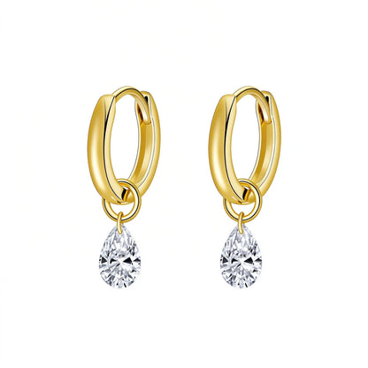 DANFÉE Rosée pear-cut lab-grown diamond drop huggie earrings in 18K yellow gold