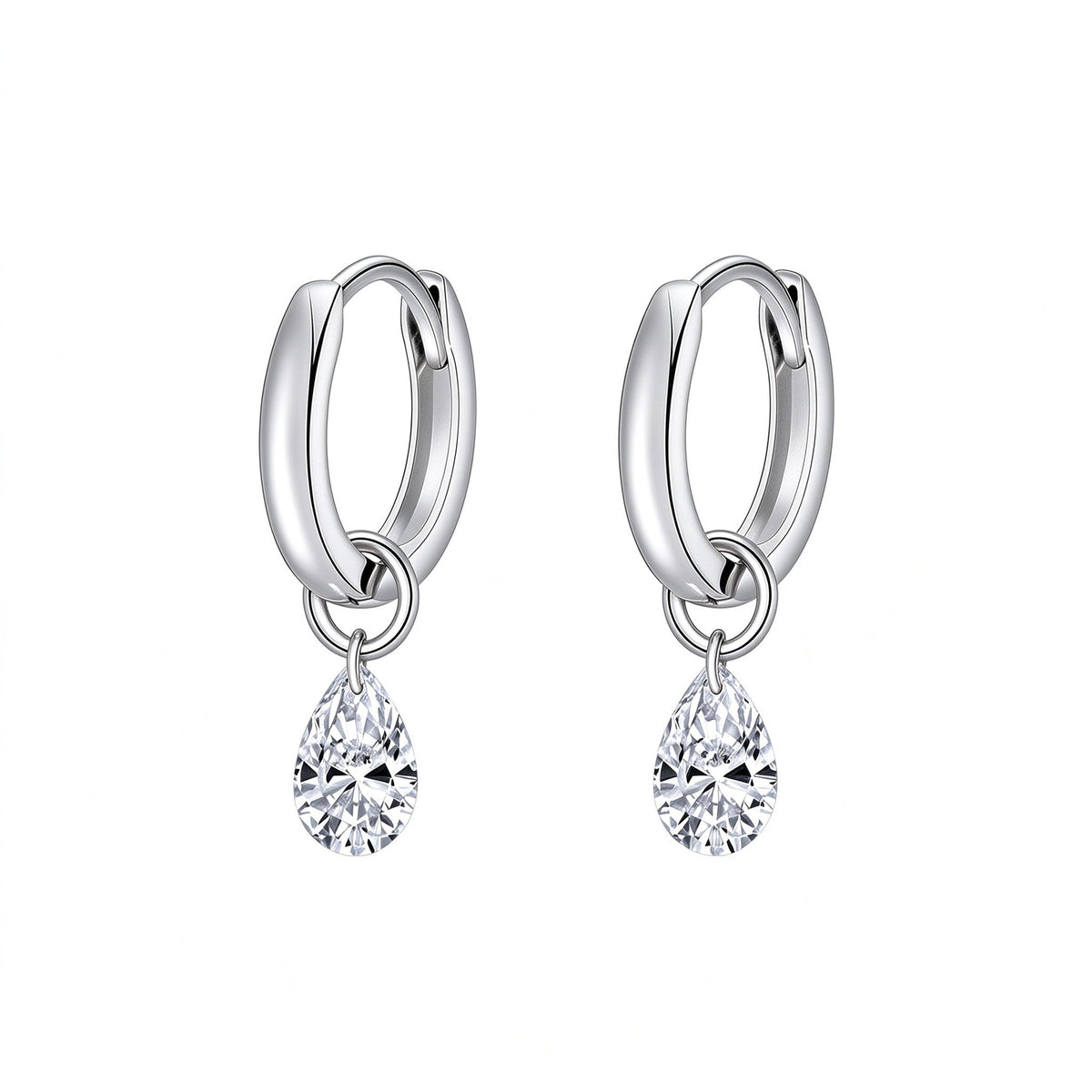 DANFÉE Rosée pear-cut lab-grown diamond drop huggie earrings in 18K white gold