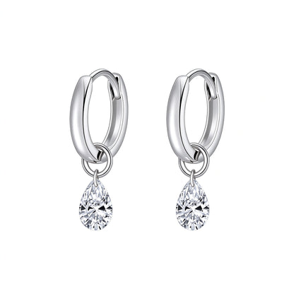 DANFÉE Rosée pear-cut lab-grown diamond drop huggie earrings in 18K white gold