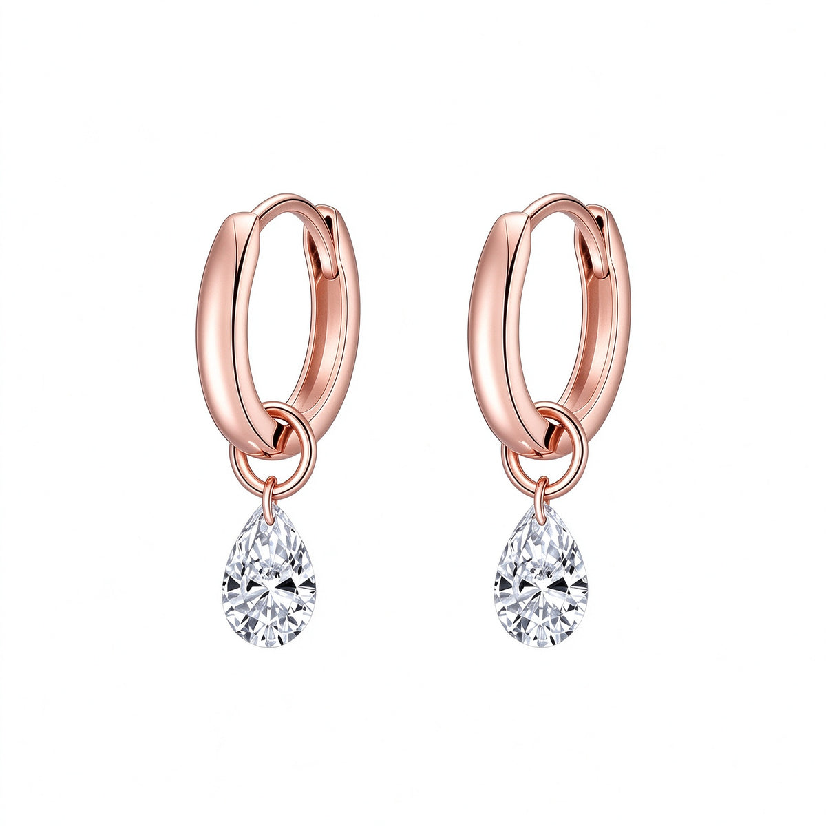 DANFÉE Rosée pear-cut lab-grown diamond drop huggie earrings in 18K rose gold