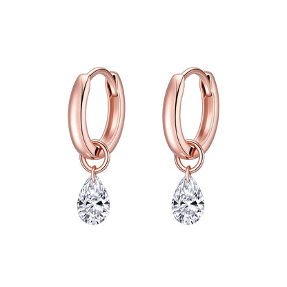 DANFÉE Rosée pear-cut lab-grown diamond drop huggie earrings in 18K rose gold