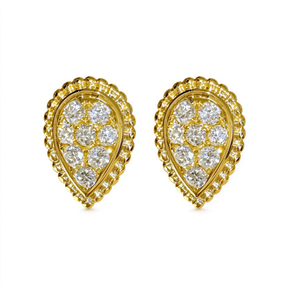 DANFÉE Rosée pear-shaped pavé lab-grown diamond stud earrings in 18K yellow gold, 0.6 carat total, white background