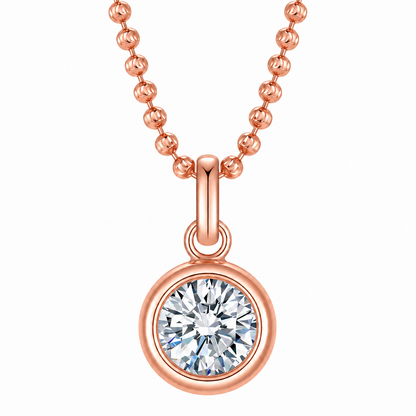 DANFÉE round bezel lab-grown diamond necklace in 18K rose gold with ball chain
