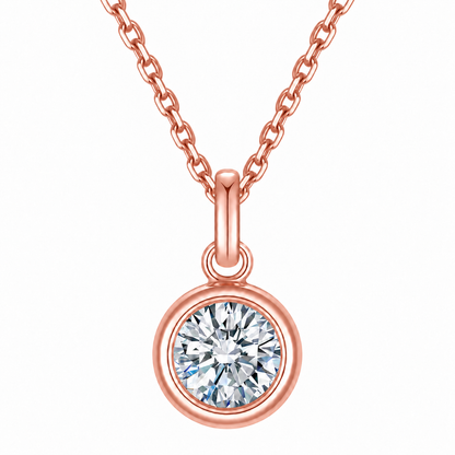 DANFÉE round bezel diamond necklace, Oval Cable Chain, 18K rose gold