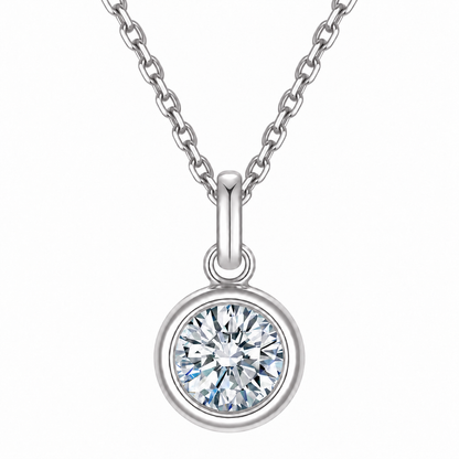 DANFÉE round bezel diamond necklace, Oval Cable Chain, 18K white gold; also used for PT950 platinum