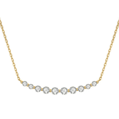 DANFÉE Smile graduated lab-grown diamond bar necklace in 18K yellow gold, front view on white