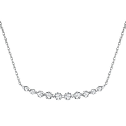 DANFÉE Smile graduated lab-grown diamond bar necklace in 18K white gold, front view on white