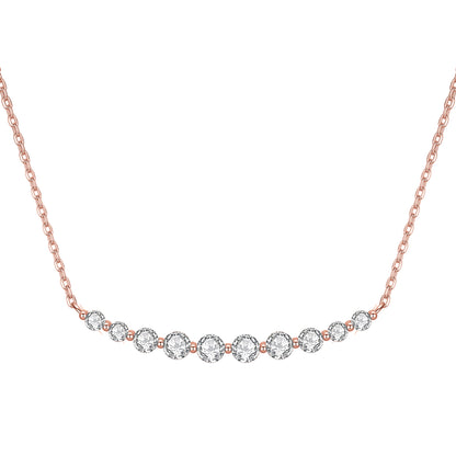 DANFÉE Smile graduated lab-grown diamond bar necklace in 18K rose gold, front view on white