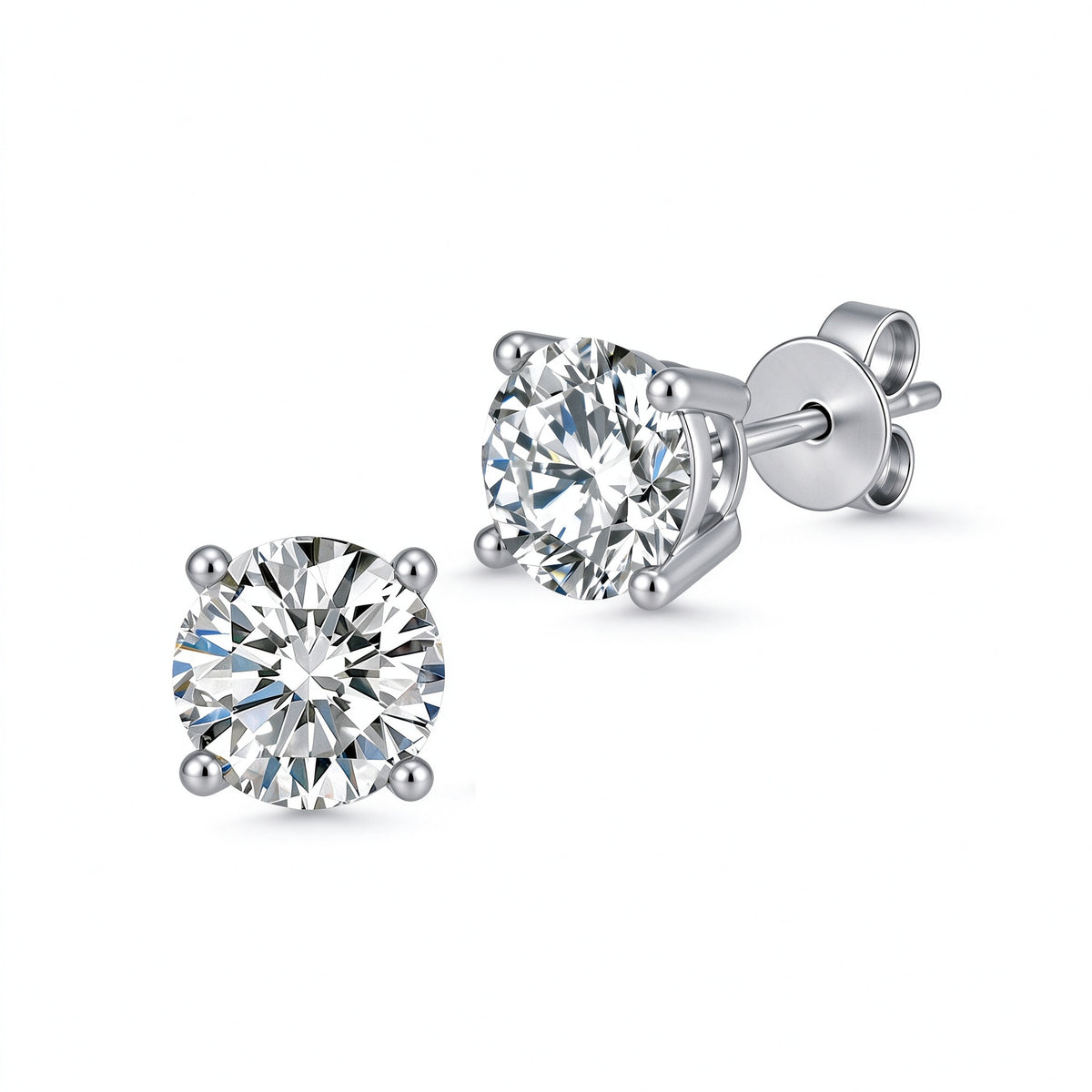 DANFÉE Solène round lab-grown diamond stud earrings in 18K white gold