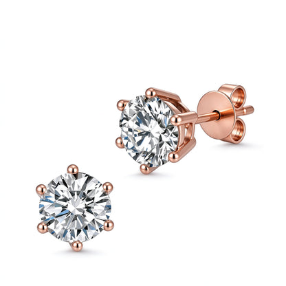 DANFÉE Solène six-prong round lab-grown diamond stud earrings in 18K rose gold