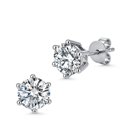 DANFÉE Solène six-prong round lab-grown diamond stud earrings in 18K white gold