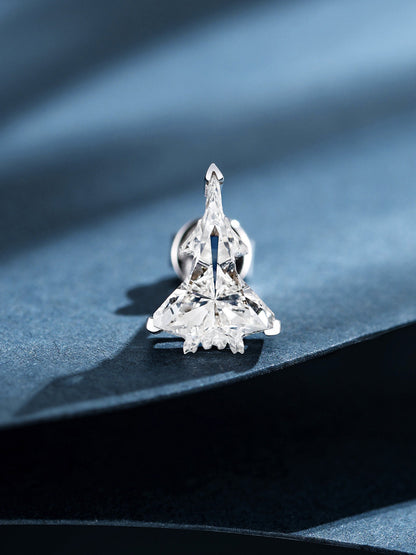 Fighter jet fancy-cut lab-grown diamond stud earring, front view