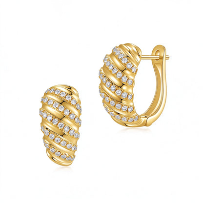 DANFÉE Torsade twisted pavé lab-grown diamond huggie earrings in 18K yellow gold, 0.4 carat total