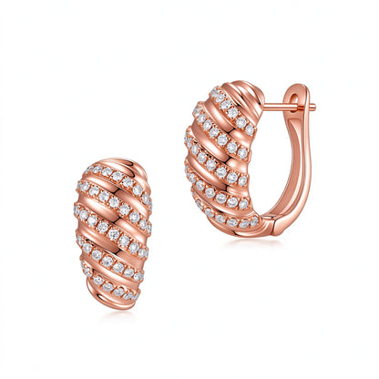 DANFÉE Torsade twisted pavé lab-grown diamond huggie earrings in 18K rose gold, 0.4 carat total
