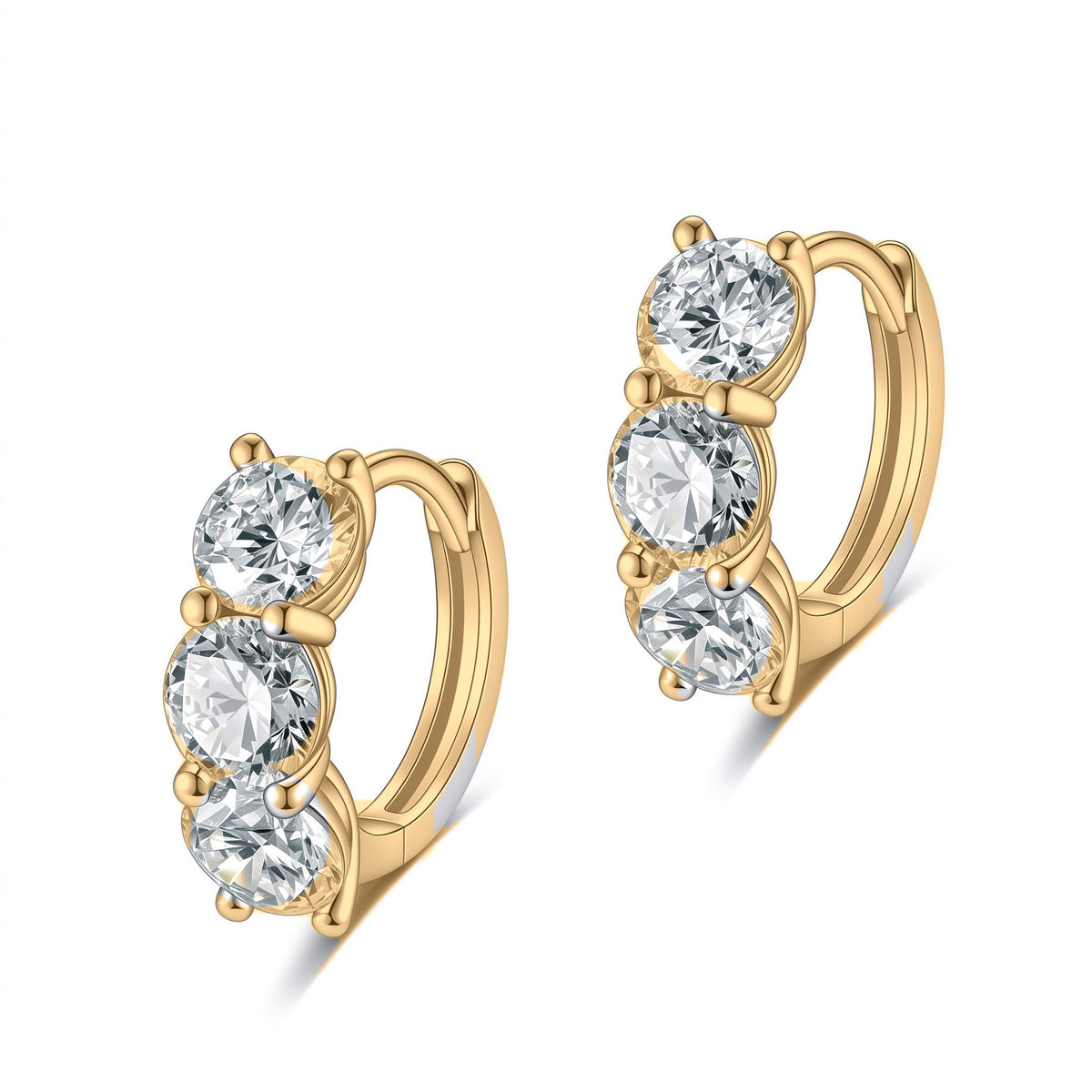 DANFÉE Trilogie three-stone lab-grown diamond huggie earrings in 18K yellow gold