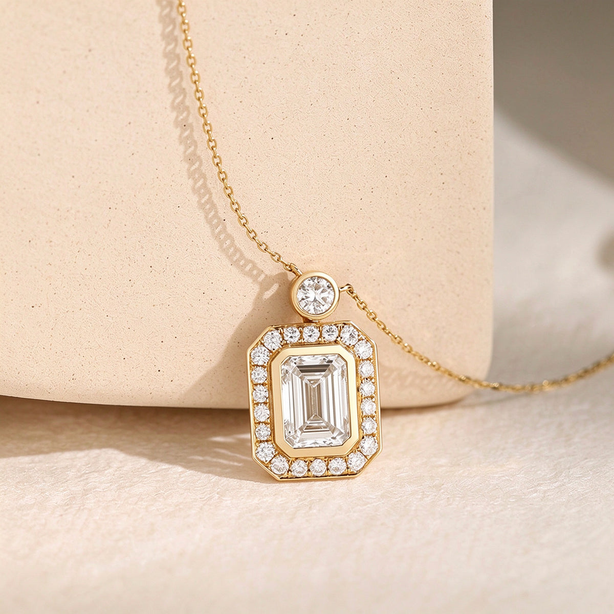 DANFÉE emerald cut bezel lab-grown diamond necklace — view 5