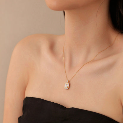 DANFÉE emerald cut bezel lab-grown diamond necklace — view 12