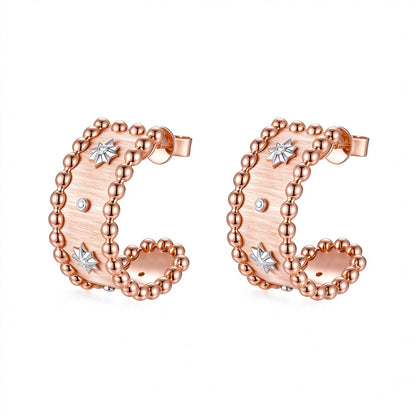 Étoile lab-grown diamond star half-hoop earrings in brushed 18K rose gold