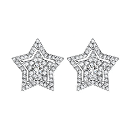 Étoile framed star lab-grown diamond stud earrings in 18K white gold, 1.4 carat total, D-E VS