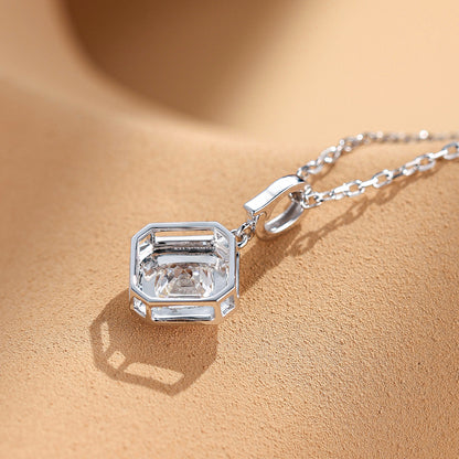 DANFÉE Deco Asscher bezel pendant, back detail styled on textured stone