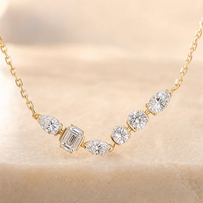 DANFÉE Mosaic Smile necklace with pear, emerald, marquise and round lab-grown diamonds on stone