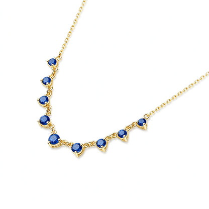 DANFÉE Nine-Stone Smile sapphire necklace, angled view of the claw settings