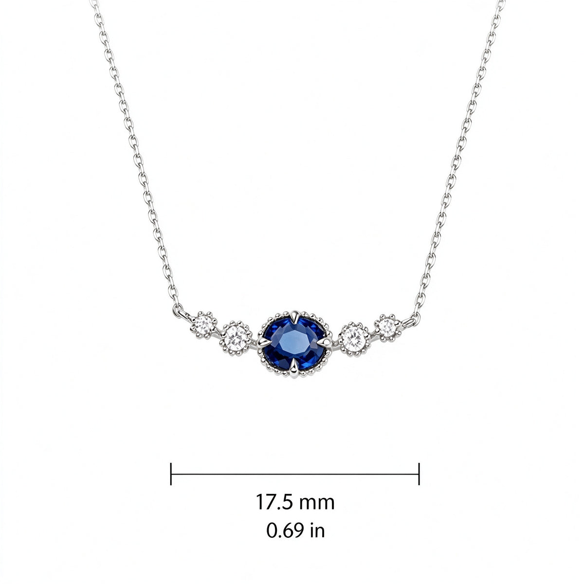 DANFÉE oval sapphire smile necklace, pendant width 17.5 mm