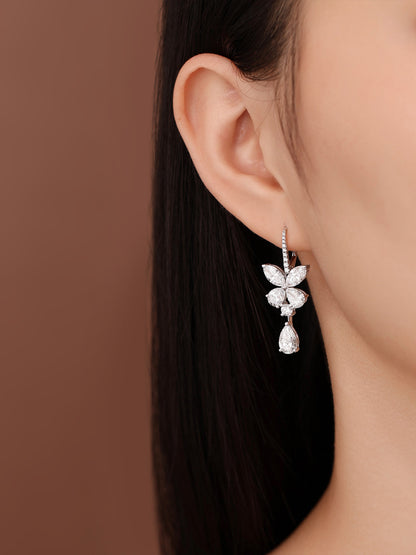 DANFÉE Papillon diamond drop earring worn, side view