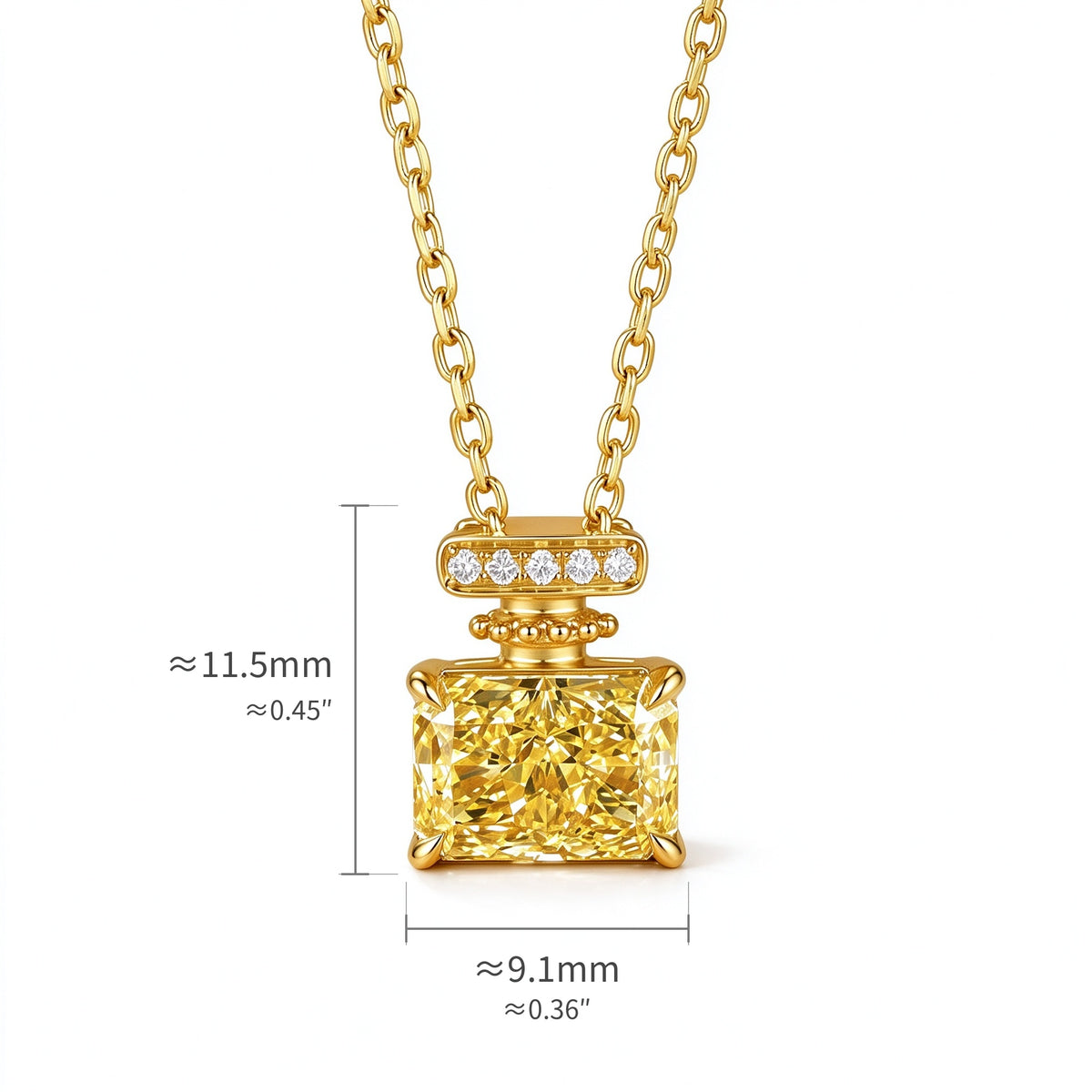DANFÉE Parfum perfume bottle necklace in 18K yellow gold with 1.5 carat Fancy Vivid Yellow lab-grown diamond