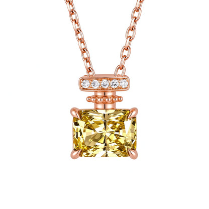 Parfum perfume bottle necklace in 18K rose gold with Fancy Vivid Yellow VS lab-grown diamond